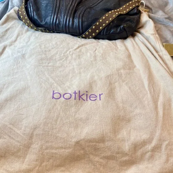 BOTKIER VINTAGE BOMBAY BURGUNDY/BROWN GOLD STUDDED TALL LEATHER HANDBAG - Picture 11 of 12